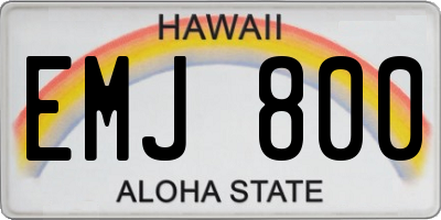 HI license plate EMJ800
