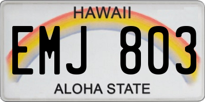 HI license plate EMJ803
