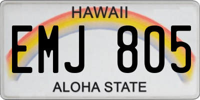 HI license plate EMJ805