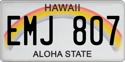 HI license plate EMJ807