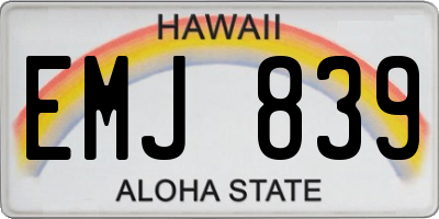 HI license plate EMJ839
