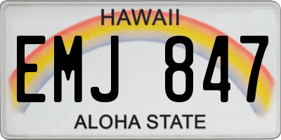 HI license plate EMJ847