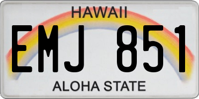 HI license plate EMJ851