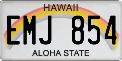 HI license plate EMJ854
