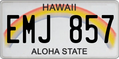 HI license plate EMJ857