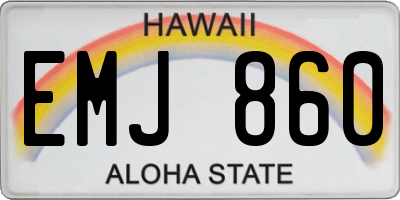 HI license plate EMJ860