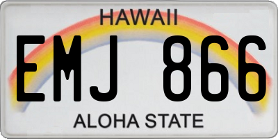 HI license plate EMJ866
