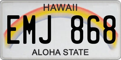 HI license plate EMJ868
