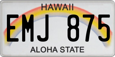 HI license plate EMJ875