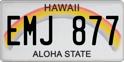 HI license plate EMJ877