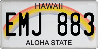HI license plate EMJ883