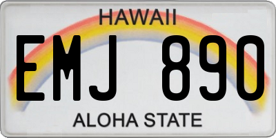 HI license plate EMJ890