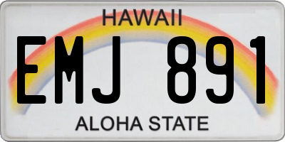 HI license plate EMJ891