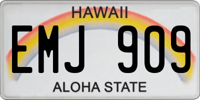 HI license plate EMJ909