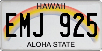 HI license plate EMJ925