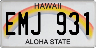 HI license plate EMJ931