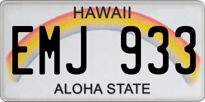 HI license plate EMJ933