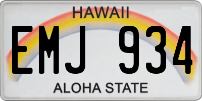 HI license plate EMJ934