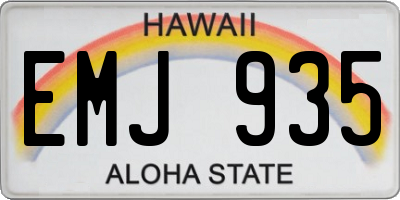 HI license plate EMJ935