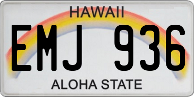 HI license plate EMJ936