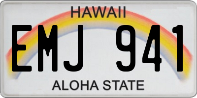 HI license plate EMJ941