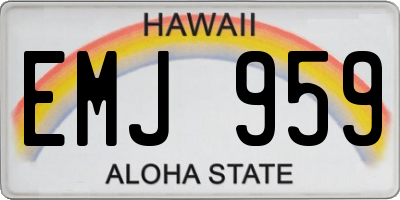 HI license plate EMJ959