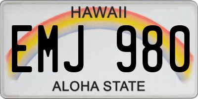 HI license plate EMJ980