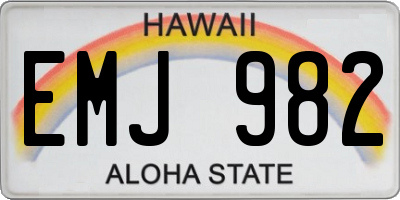 HI license plate EMJ982