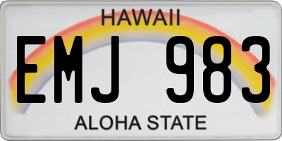 HI license plate EMJ983