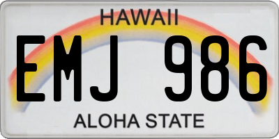 HI license plate EMJ986