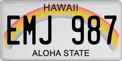 HI license plate EMJ987