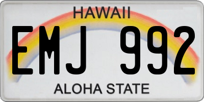 HI license plate EMJ992