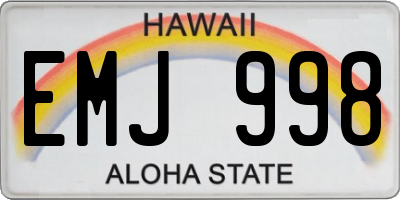 HI license plate EMJ998