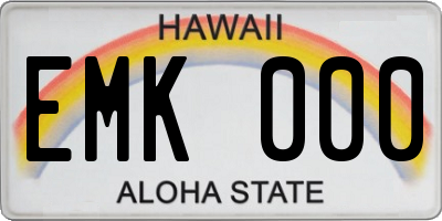 HI license plate EMK000