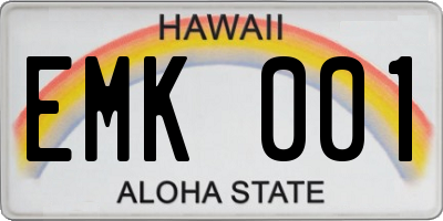 HI license plate EMK001