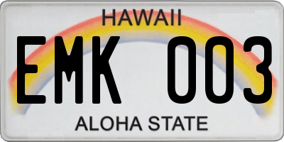 HI license plate EMK003