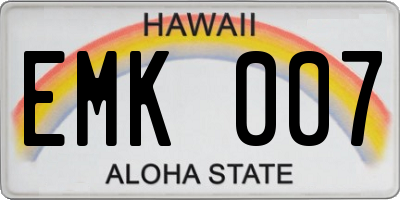 HI license plate EMK007