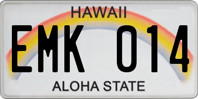 HI license plate EMK014