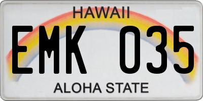 HI license plate EMK035