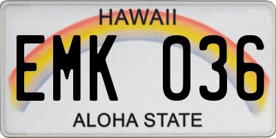 HI license plate EMK036