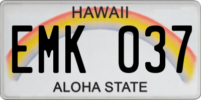 HI license plate EMK037