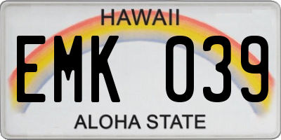HI license plate EMK039