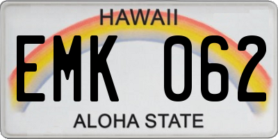HI license plate EMK062