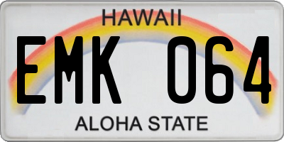 HI license plate EMK064
