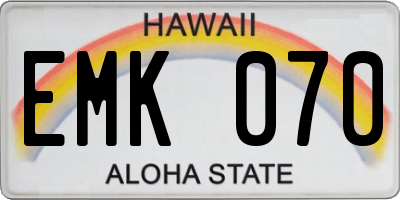 HI license plate EMK070