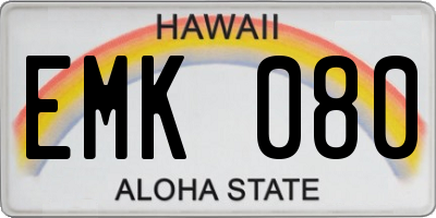 HI license plate EMK080