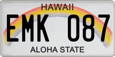 HI license plate EMK087