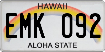 HI license plate EMK092