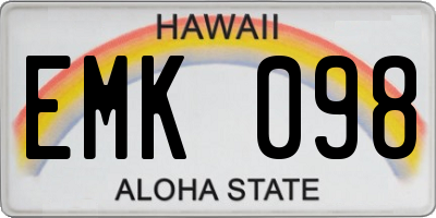 HI license plate EMK098