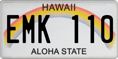 HI license plate EMK110